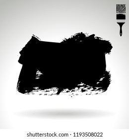 Black brush stroke and texture. Grunge vector abstract hand - painted element. Underline and border design.