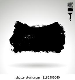 Black brush stroke and texture. Grunge vector abstract hand - painted element. Underline and border design.