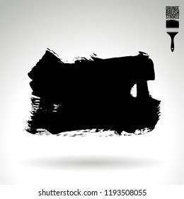 Black brush stroke and texture. Grunge vector abstract hand - painted element. Underline and border design.