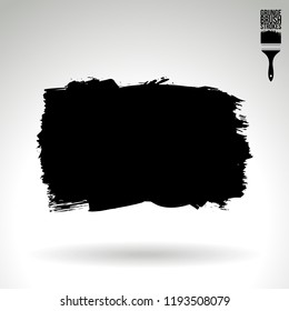 Black brush stroke and texture. Grunge vector abstract hand - painted element. Underline and border design.