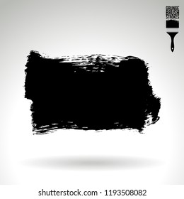 Black brush stroke and texture. Grunge vector abstract hand - painted element. Underline and border design.
