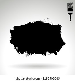 Black brush stroke and texture. Grunge vector abstract hand - painted element. Underline and border design.