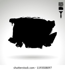 Black brush stroke and texture. Grunge vector abstract hand - painted element. Underline and border design.