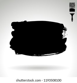 Black brush stroke and texture. Grunge vector abstract hand - painted element. Underline and border design.
