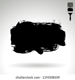 Black brush stroke and texture. Grunge vector abstract hand - painted element. Underline and border design.