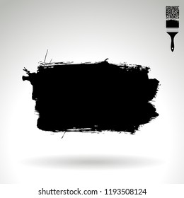 Black brush stroke and texture. Grunge vector abstract hand - painted element. Underline and border design.