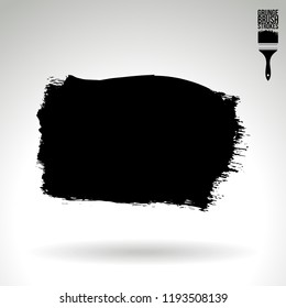 Black brush stroke and texture. Grunge vector abstract hand - painted element. Underline and border design.