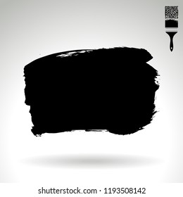 Black brush stroke and texture. Grunge vector abstract hand - painted element. Underline and border design.