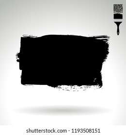 Black brush stroke and texture. Grunge vector abstract hand - painted element. Underline and border design.