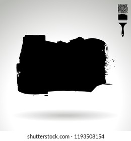 Black brush stroke and texture. Grunge vector abstract hand - painted element. Underline and border design.