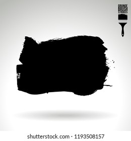 Black brush stroke and texture. Grunge vector abstract hand - painted element. Underline and border design.