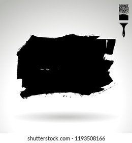 Black brush stroke and texture. Grunge vector abstract hand - painted element. Underline and border design.