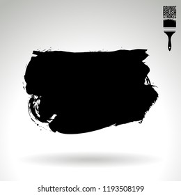 Black brush stroke and texture. Grunge vector abstract hand - painted element. Underline and border design.