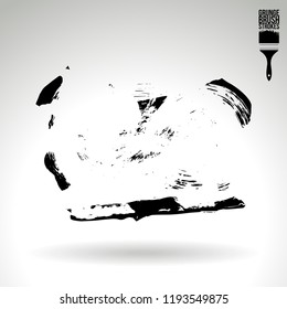 Black brush stroke and texture. Grunge vector abstract hand - painted element. Underline and border design.
