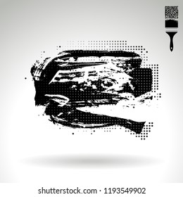 Black brush stroke and texture. Grunge vector abstract hand - painted element. Underline and border design.