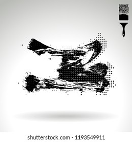 Black brush stroke and texture. Grunge vector abstract hand - painted element. Underline and border design.