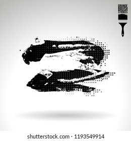 Black brush stroke and texture. Grunge vector abstract hand - painted element. Underline and border design.