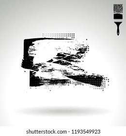 Black brush stroke and texture. Grunge vector abstract hand - painted element. Underline and border design.