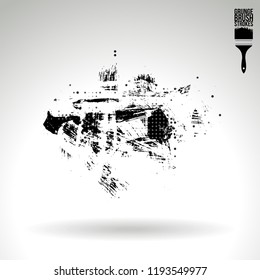 Black brush stroke and texture. Grunge vector abstract hand - painted element. Underline and border design.