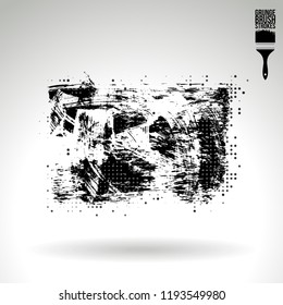 Black brush stroke and texture. Grunge vector abstract hand - painted element. Underline and border design.