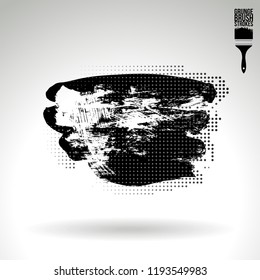 Black brush stroke and texture. Grunge vector abstract hand - painted element. Underline and border design.