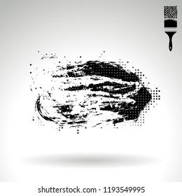 Black brush stroke and texture. Grunge vector abstract hand - painted element. Underline and border design.