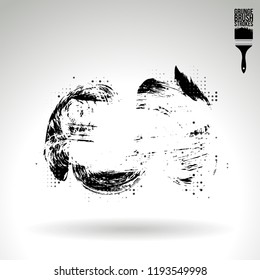 Black brush stroke and texture. Grunge vector abstract hand - painted element. Underline and border design.
