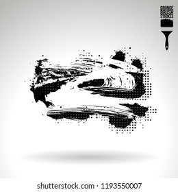 Black brush stroke and texture. Grunge vector abstract hand - painted element. Underline and border design.
