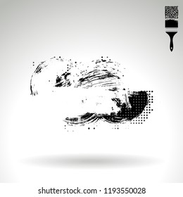 Black brush stroke and texture. Grunge vector abstract hand - painted element. Underline and border design.