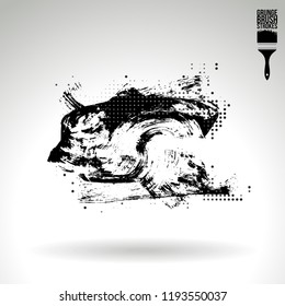 Black brush stroke and texture. Grunge vector abstract hand - painted element. Underline and border design.