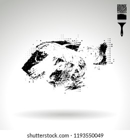 Black brush stroke and texture. Grunge vector abstract hand - painted element. Underline and border design.