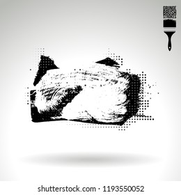 Black brush stroke and texture. Grunge vector abstract hand - painted element. Underline and border design.