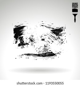 Black brush stroke and texture. Grunge vector abstract hand - painted element. Underline and border design.