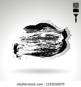 Black brush stroke and texture. Grunge vector abstract hand - painted element. Underline and border design.