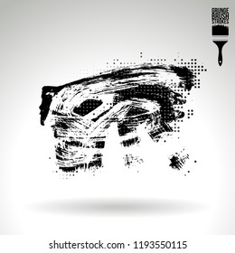 Black brush stroke and texture. Grunge vector abstract hand - painted element. Underline and border design.