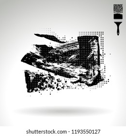 Black brush stroke and texture. Grunge vector abstract hand - painted element. Underline and border design.