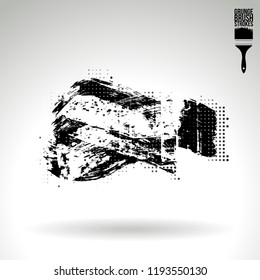 Black brush stroke and texture. Grunge vector abstract hand - painted element. Underline and border design.