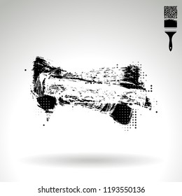 Black brush stroke and texture. Grunge vector abstract hand - painted element. Underline and border design.