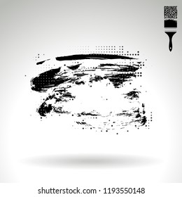 Black brush stroke and texture. Grunge vector abstract hand - painted element. Underline and border design.