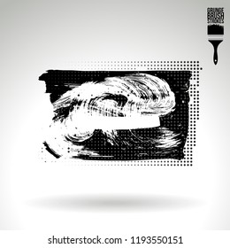 Black brush stroke and texture. Grunge vector abstract hand - painted element. Underline and border design.