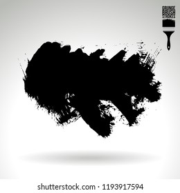 Black brush stroke and texture. Grunge vector abstract hand - painted element. Underline and border design.