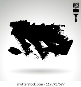 Black brush stroke and texture. Grunge vector abstract hand - painted element. Underline and border design.