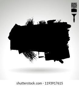Black brush stroke and texture. Grunge vector abstract hand - painted element. Underline and border design.