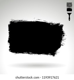 Black brush stroke and texture. Grunge vector abstract hand - painted element. Underline and border design.