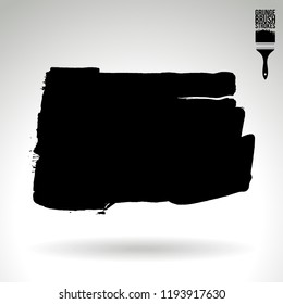 Black brush stroke and texture. Grunge vector abstract hand - painted element. Underline and border design.