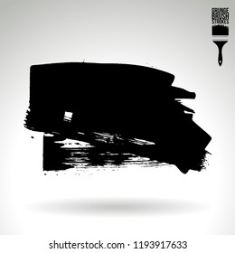Black brush stroke and texture. Grunge vector abstract hand - painted element. Underline and border design.