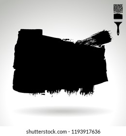 Black brush stroke and texture. Grunge vector abstract hand - painted element. Underline and border design.