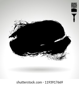 Black brush stroke and texture. Grunge vector abstract hand - painted element. Underline and border design.