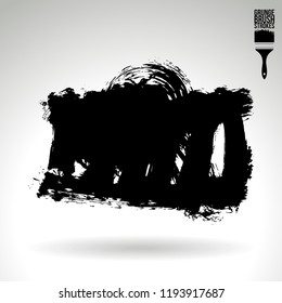Black brush stroke and texture. Grunge vector abstract hand - painted element. Underline and border design.