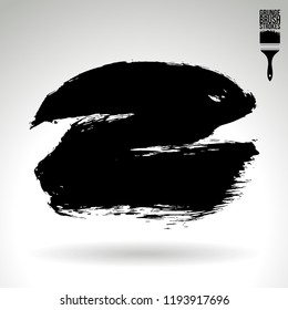 Black brush stroke and texture. Grunge vector abstract hand - painted element. Underline and border design.